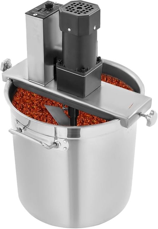 Automatic Pot Stirrer, 25L Stainless Steel Automatic Mixer Machine, Adjustable Speed with Double-Tier Blades, for Hot Pot Sauce/Jam/Tomato Sauce/Syrup, Restaurant, Food Factory, Hote