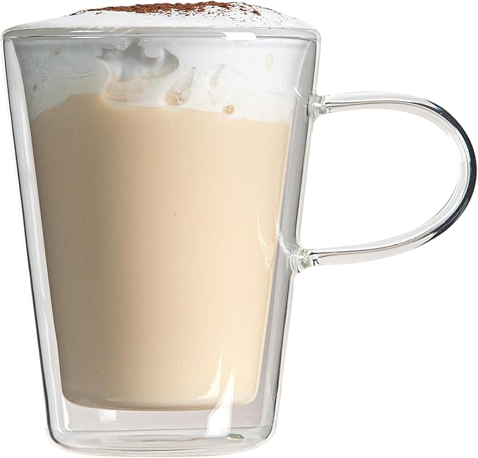 Restaurantware Glass Espresso Cups 5 Count 12 Ounces Borosilicate Double Wall Glass Coffee Mugs Insulated Clear Tea Drinkware for Hot or Cold Beverages