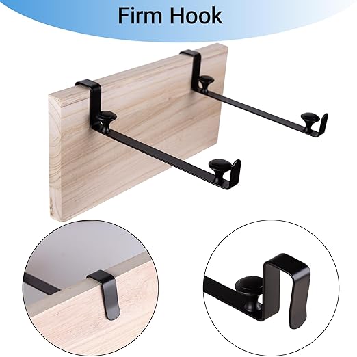 Large Trash Bag Holder for Kitchen Cabinets Doors, Under Sink Plastic Bag Hooks, Stainless Steel Garbage Bag Holder, Kitchen Trash Waste Cans (Black)