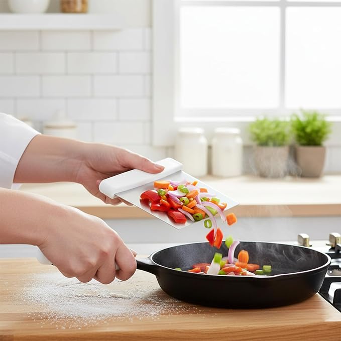 Stainless Steel Dough Cutter and Bench Scraper with White Plastic Handle - Pastry Scraper and Dough Divider for Bread, Pizza, Pastry, Baking Prep, and for Kitchen Use (5 7/8" x 4 1/4")