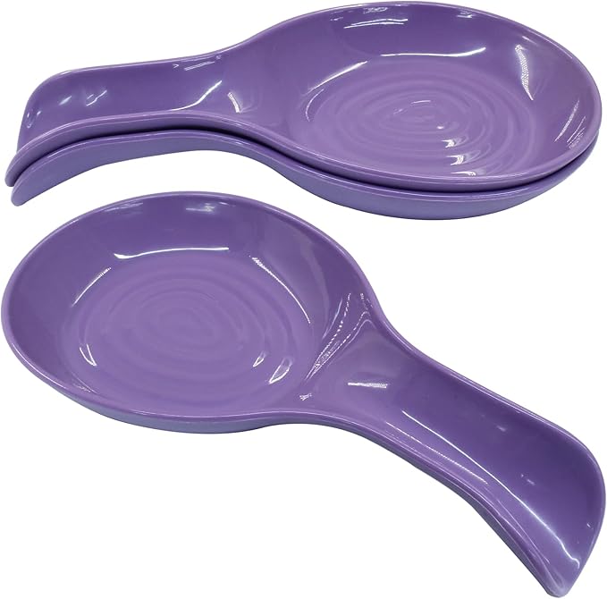 Purple Plastic Spoon Rest Set, Serving Spoon holder for Stove Top, Kitchen Utensil Rack for Tongs, Spatulas(4Pcs)