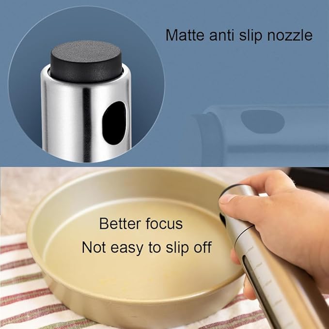 100ml Stainless Steel Olive Oil Sprayer, Multi-Purpose for Cooking, Salads, BBQs, Air Fryers. One-Handed Use. Suitable for Oils, Vinegar, Soy Sauce. Features a Content Window.
