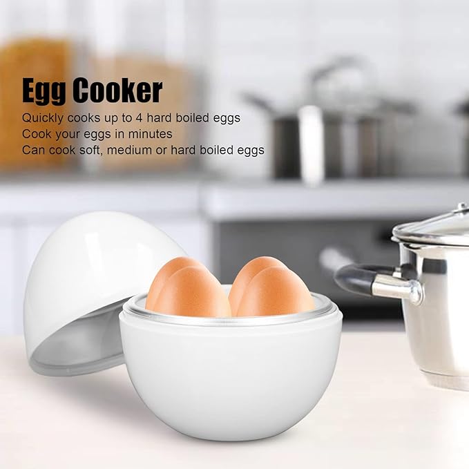 Microwave Egg Cooker for 4 Eggs,Hard Boiled Egg Cooker Compact Microwave Safe Egg Boiler for Hard Soft or Poached Eggs Space Saving Design