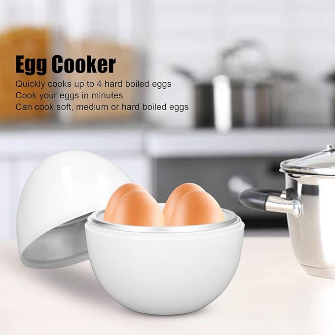 Hard Boiled Egg Cooker Hard Boiled Egg Cooker 4 Eggs Capacity Compact Design ABS Material Egg Shape Microwave Function Egg Boiler