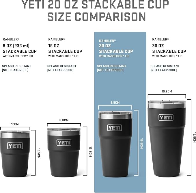 YETI Rambler 20 oz Stackable Tumbler, Stainless Steel, Vacuum Insulated with MagSlider Lid