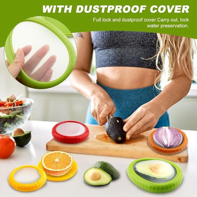 T-Raputa Avocado Saver and Onion Storage - Set of 4 Reusable Storage Containers for Fridge - Ideal for Garlic, Onions, Lemons, and Potatoes