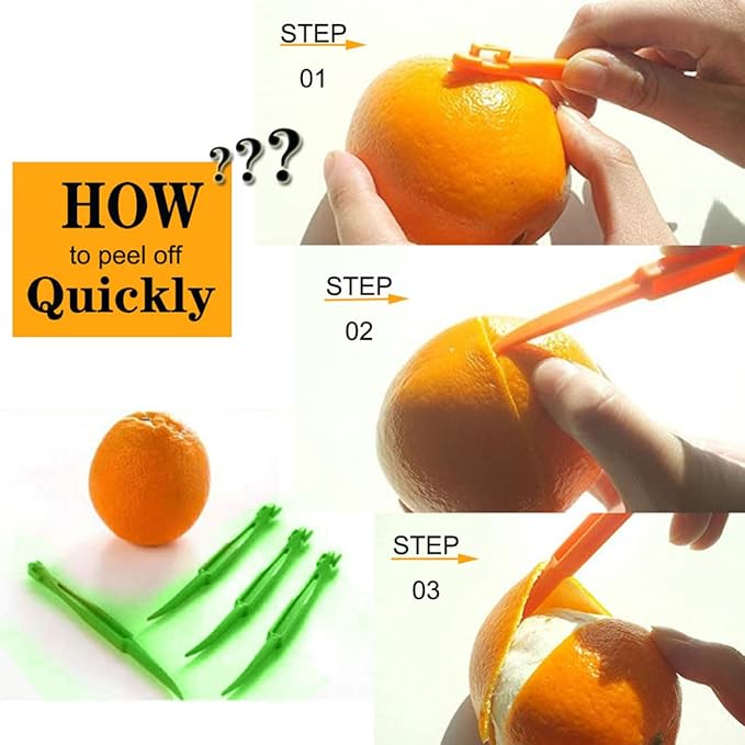 Orange Peeler Tools Citrus Peel Cutter Easy Fruit Vegetable Slicer Lemon Opener Remover Fruit Tool Kitchen Utensils Gadgets (2PCS Dual)