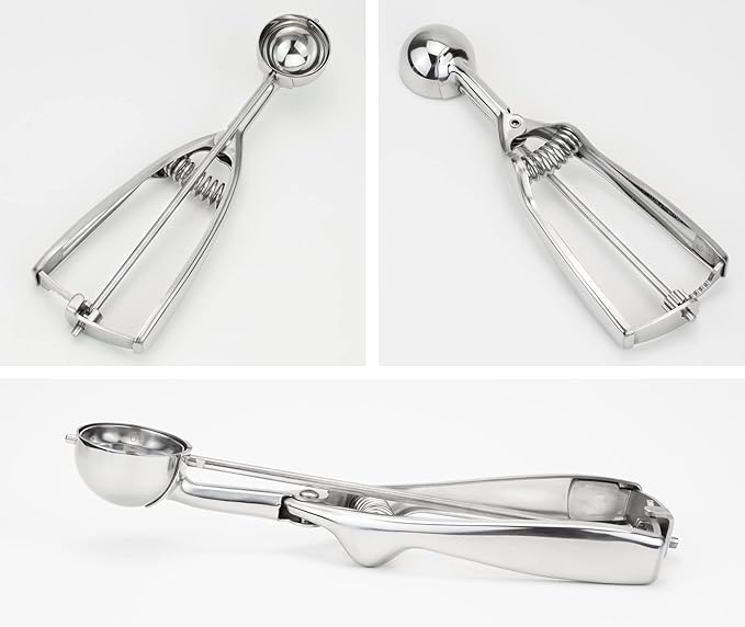 Solula-Stainless-Small-Cookie-Scoop, Food-grade 18/8 Stainless Steel, Easy Squeeze Handle, Size 60