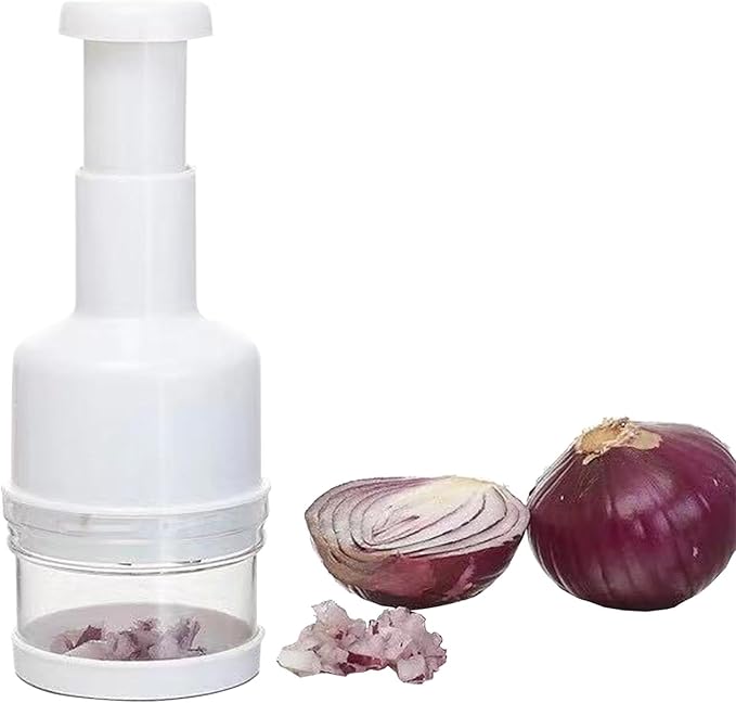Food Chopper, Nut Chopper Manual Hand Handheld Veggie Chopper with Container Veggie Dicer for Vegetable, Salad, Onion, Garlic, Nut(white)