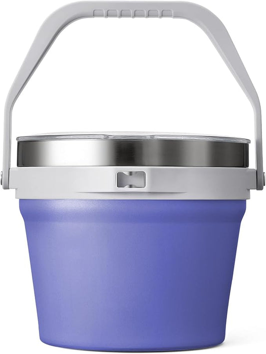 COKTIK 7L Insulated Ice Bucket with Lid，Double Wall Vacuum Stainless Steel Beverage Bucket Keeps Frozen Longer，Holds 6 Longnecks or 3 Bottles of Wine，for Cocktail, Champagne(Deep purple)