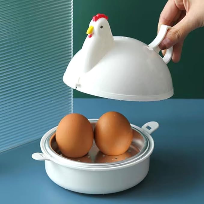 Chicken Shaped Microwave Egg Boiler, Microwave Eggs Poacher, Cooker Boiler Steamer Gadgets for Hard Boiled Egg, Poacher Boiler Cooker for Home Kitchen Restaurants