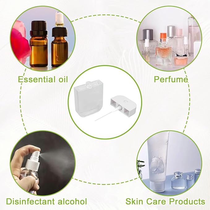 6PCS Portable Card Clear Spray Bottles 50ML Refillable Plastic Perfume Atomizer Vials for essential oils,facial mists hair moisturizing water hand sanitizer,3 funnels are also given away (White)