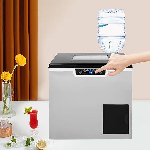 Countertop Ice Maker Dispenser, 2-in-1 Ice Cube Maker, Self Dispensing Pellet Crushed Ice Maker, 88lbs/24H, 15mins Quick Ice Make, 1000g/2.2lbs Ice Storage, Ice Full Indicator