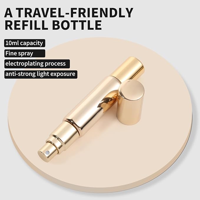 2-in-1 Refillable Perfume Bottle 10ml (4 Pack), Dual-Head Spray & Roller Design, Leakproof Travel Glass Atomizer for Perfume, Cologne and Essential Oils