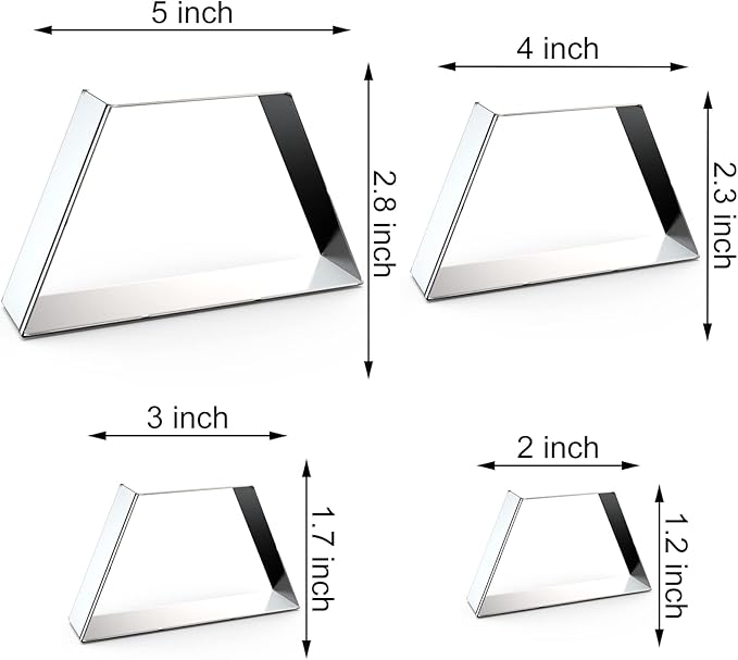 Trapezoid Cookie Cutter Set Large - 5 Inch, 4 Inch, 3 Inch, 2 Inch - Geometric Frame Plaque Cookie Cutters Shapes Molds - Stainless Steel