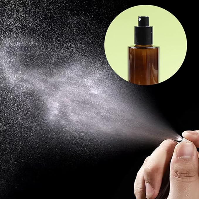 2PCS 100ml/3.4oz Amber Glass Spray Bottles Empty Refillable Fine Mist Spray Bottles Cosmetic Bottles Containers for Essential Oil Aromatherapy Makeup Travel