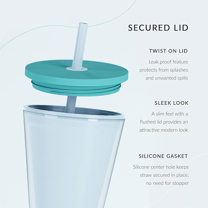 Maars Classic Acrylic Tumbler with Lid and Straw | 10oz Kids Premium Insulated Juice Cups, Double Wall Reusable Plastic Cups - Coral Reef, 2 Pack
