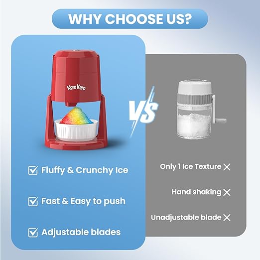 Professional Shaved Ice Machine: RX03 Electric Snow Cone Maker & ICEE Machine for Home, 60W Power, 120V Universal Voltage, Create Fluffy Ice Snow Cones, Slushies and Frozen Treats-Red (Red)