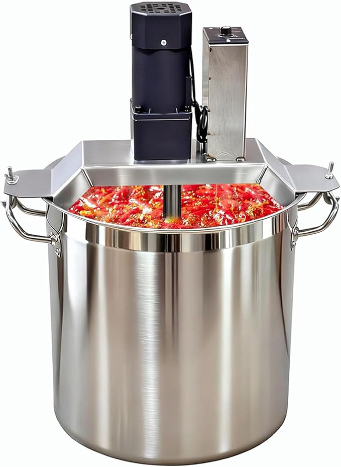 Professional Stainless Steel Automatic Pot Stirrer,40L/80L/140L Electric Mixer with Three-Layer Bottom High Torque Motor Barrel for Soup Sauce Jam 40L