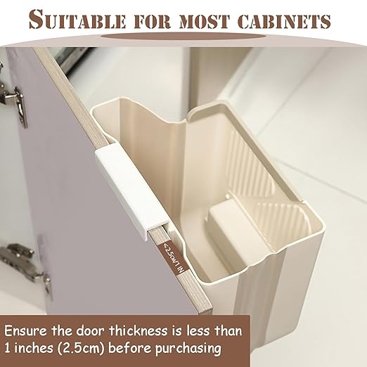 Hanging Trash Can for Kitchen Cabinet Door, 2.64 Gallon Kitchen Trash Can with Space-Saving Design, Collapsible Garbage Can for Kitchens,Cabinet Door, Bathroom, RV, Car & Camping