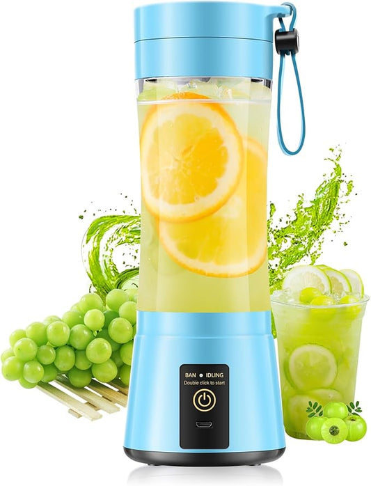 Cordless Portable Blender for Smoothies & Shakes - Personal Size Blender Lightweight & Rechargeable, 380Ml BAP Free Juice Cup with 6 Blades, Freshly Squeezed for Sports/Picnic