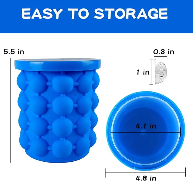 Aoutrow Ice Cube Mold, Silicone Ice Bucket Ice Cup with Lid (2 in 1), Press Type Easy-Release Ice Trays Ice Cube Maker for Frozen Cocktail, Whiskey, Beverages