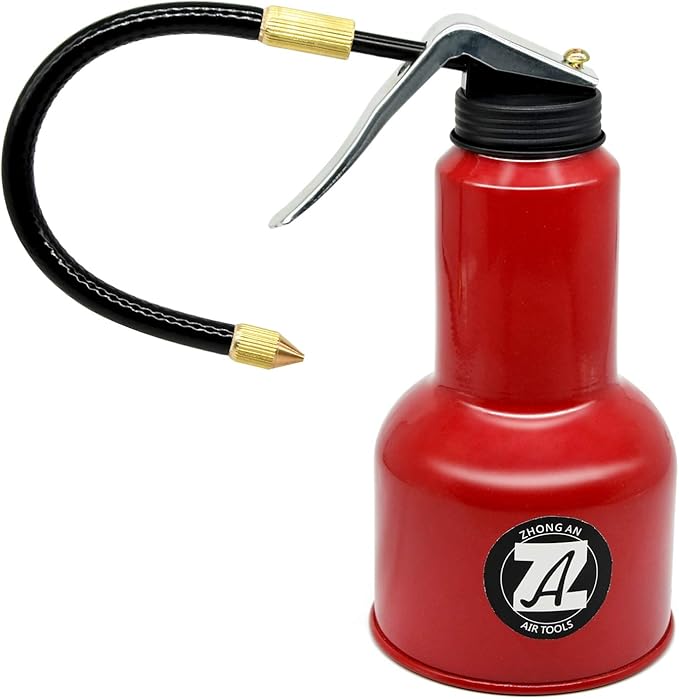500ML Metal High Pressure Feed Oil Spray Gun Bottle Oil Can with Detachable Metal Straight & Flexible Spout