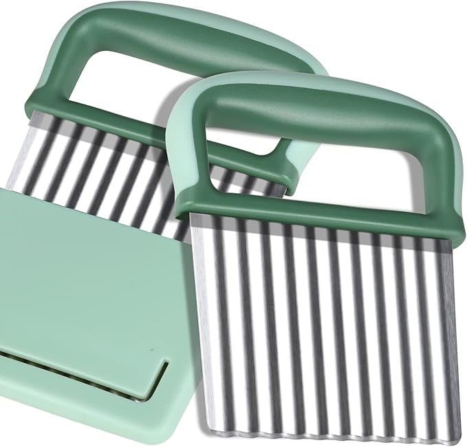 HNYYZL Crinkle Cutter,Wavy Crinkle Cutter Stainless Steel 2 PCS,Wavy Knife,Cutting Tool for Veggies,French Fry Potatoes
