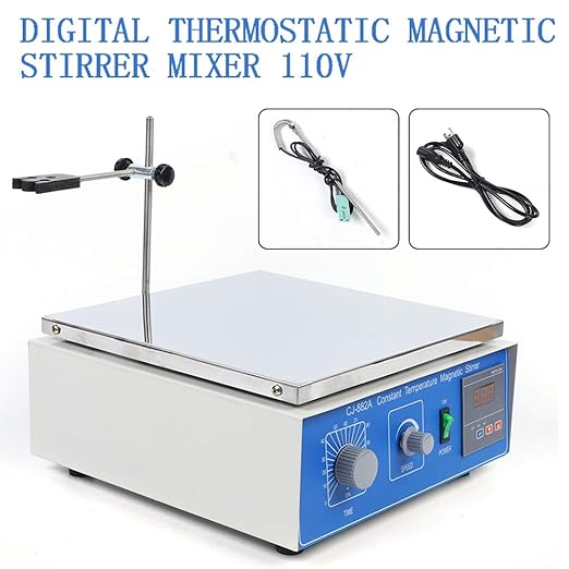 Magnetic Stirrer, 10L 300W Hot Plate Stirrer, Thermostatic Magnetic Stirrer, Digital Heating Lab Mixer Hot Plate, 1250 RPM Magnetic Stir Plate with Temperature Control & Timing Adjusting