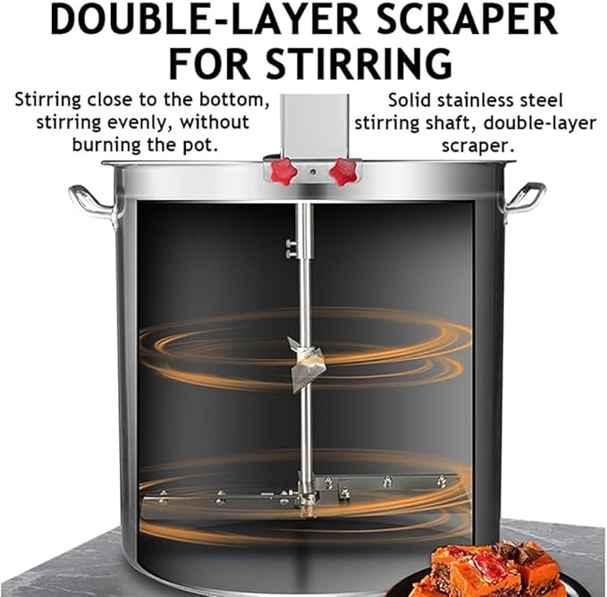 Kitchen Stand Mixer & Electric Stirrer, Commercial Automatic Pot Stirrer, Stainless Steel, 4-Blade Scraper, for Cooking Soup, Sauce, Jam & Household Use 140L