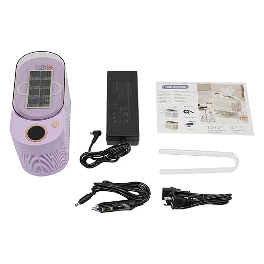 OUKANING Small Portable Ice Maker, 12V 120W Purple Mini Countertop Ice Maker, Compact Ice Machine for Car, Travel, Home