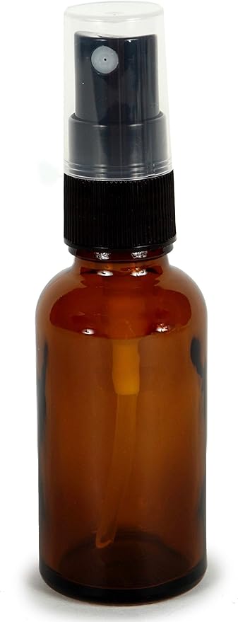 Vivaplex, Amber, 1 oz Glass Bottles, with Black Fine Mist Sprayers - 2 pack