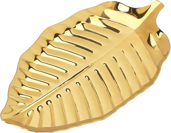 Gold Leaf Spoon Rest for Kitchen Counter and Stove Top, 6.7inch Stainless Steel Utensil Rack, Coffee Spoon Holder, Dessert and Jewelry Storage