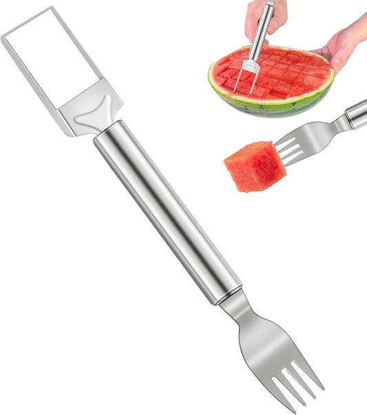 Velaco 2-in-1 Watermelon Cutter and Fork, 9.5 Inch Stainless Steel Fruit Cutter Slicer Tool - 1 PCS