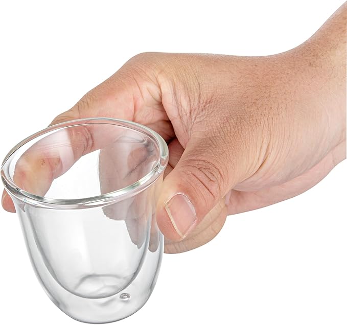 Restaurantware Coffee Cup 12 Pack of 2.72 oz Insulated Double-Wall Glass Borosilicate Coffee Cup Espresso Shot Dishwasher Safe For Hot Drinks