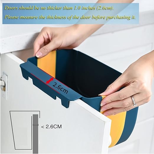 Hanging Folding Mini Trash Can for Kitchen Cabinet Door, Small Collapsible Garbage Bin Under Sink,Wall Mounted Folding Waste Bin- Mini Garbage Container for Cabinet/Bedroom/Bathroom (3L) (Black)