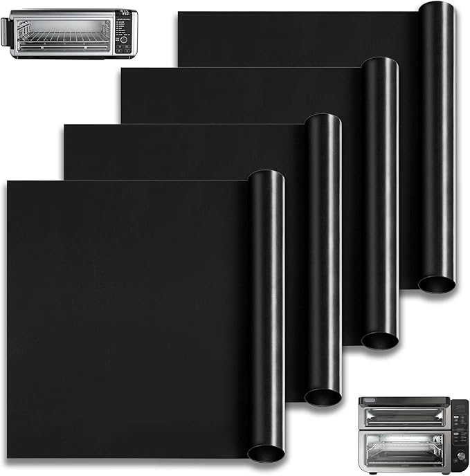 4-Pack Glass Fiber Oven Liners for Ninja SP101/SP201/SP301/SP351/DCT401/DCT402, Accessories for Countertop Convection Oven 11.81"x12.4" Non-Stick Baking Mats Heat-Resistant & Dishwasher Safe