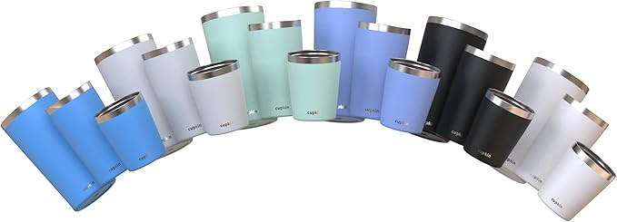 CUPKIN Stackable Stainless Steel Kids Cup Smoothie Tumbler, Powder Coated Insulated Tumblers, BPA Free Lid and Silicone Straw 8 Fl Oz (Pack of 1), Gray