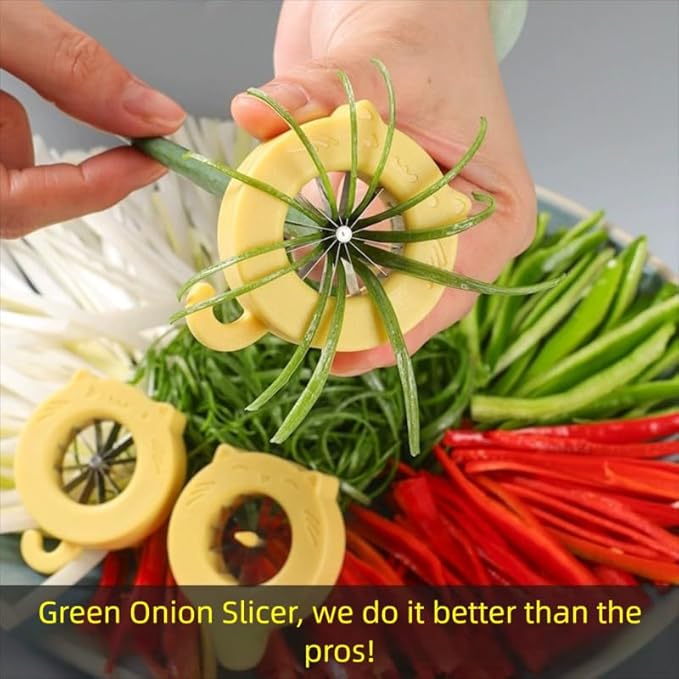 Professional Green Onion Shredder & Slicer - 12 Blade Stainless Steel Scallion Cutter with Safety Design, Perfect for Blooming Onion, Chili & Celery (4)