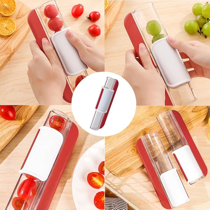 Grape Cutter Tomato Slicer, Multi-Function Small Fruit Cutter Kitchen Accessories Cake Decoration Tool Cherry Slicer(COLOR:red)