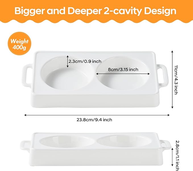 EliteVibe Ceramic Microwave Egg Cooker, BPA-Free Non-Stick Non-Toxic & Heat-Resistant Quick Cooking Egg Maker, Dishwasher Safe