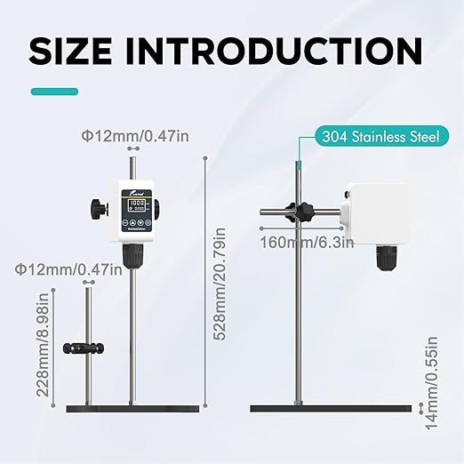 LAB FISH Digital Overhead Stirrer(OS-5S) 10L Capacity 100-1200 RPM Timing 1min-24h Variable Speed Mixer Handles High Viscosity Liquids for Chemical/Reagents/Paints