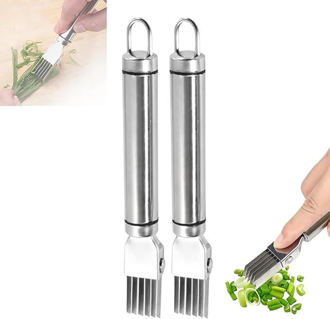 Green onion slicer,Onion Shredder, Shredding Knife, Shred Silk The Knife, Multi-Blade Kitchen Herb Cutter, Vegetable Shredder, Kitchen Slicing Tool, Multi-functional Food Slicer (2 pcs)