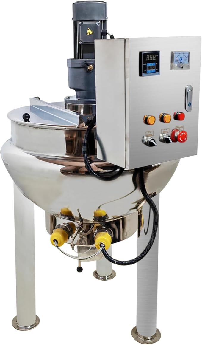 Electric Pot Stirrer Heavy Duty Stainless Steel Heating Mixing Machine 100L 26.5Gallon Automatic Sauce Stirrer Mixer Commercial Stirring Jacketed Kettle, 220V, 1.1KW