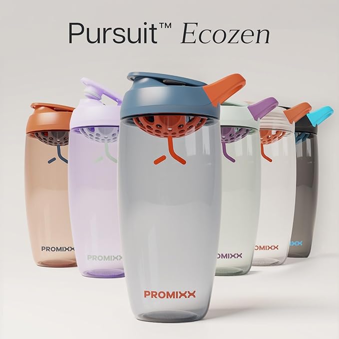 Promixx Pursuit Protein Shaker Bottle – 26oz Silent Snap-Fit Mixer for Lump-Free Shakes – Leak-Proof BPA-Free Ecozen Gym Shaker with Measurement Marks for Fitness and Travel – Midnight Blue