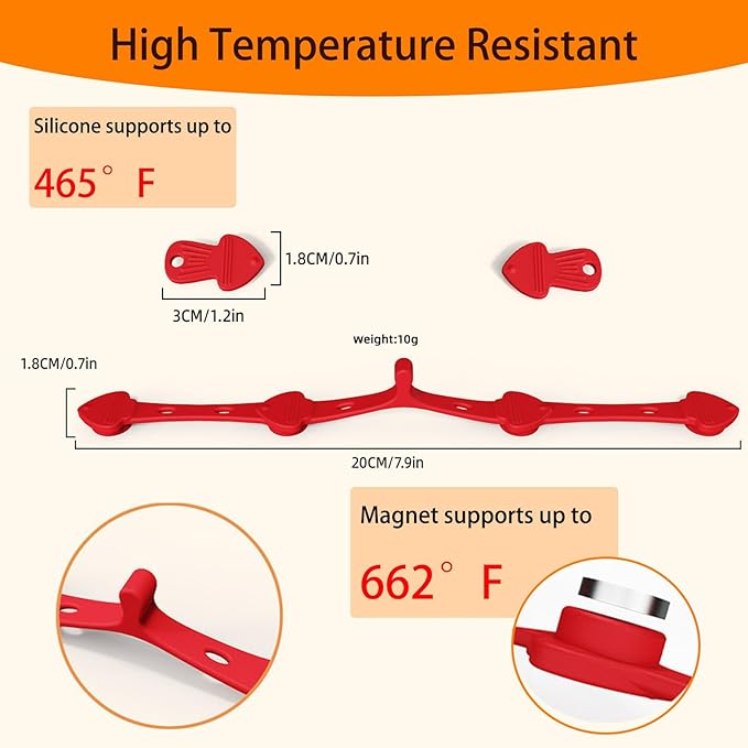 Air Fryer Magnets for Parchment Paper, Upgraded Air Fryer Magnets Silicone Buckle High-Temp Resistant Air Fryer Accessories Locks Disposable Liners Safely (Red)