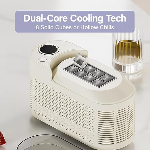 YUEWO Portable Countertop Mini Ice Maker - Ice Machine for Home, Office, Camping, Car | 10-15 Mins Fast Ice Making, 8 Cubes/Batch, 16.9oz Capacity, Ultra-Quiet 48dB, Food-Grade Safe (Violet)
