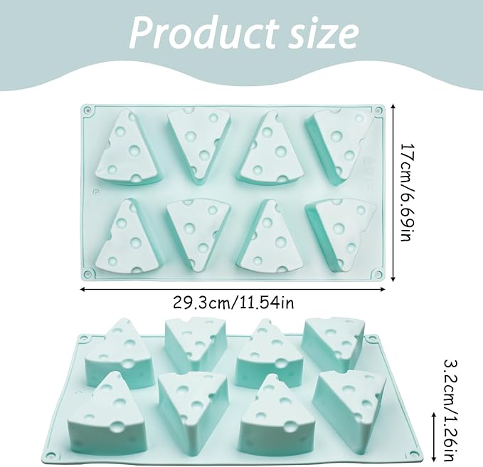 Cheese Silicone Molds for Mousse Cake, 8-Cavity 3D Cheese Cake Baking Tray for French Dessert Pastry Chocolate Pudding Ice Cream, 11.5 x 6.7 x 1.3 inches
