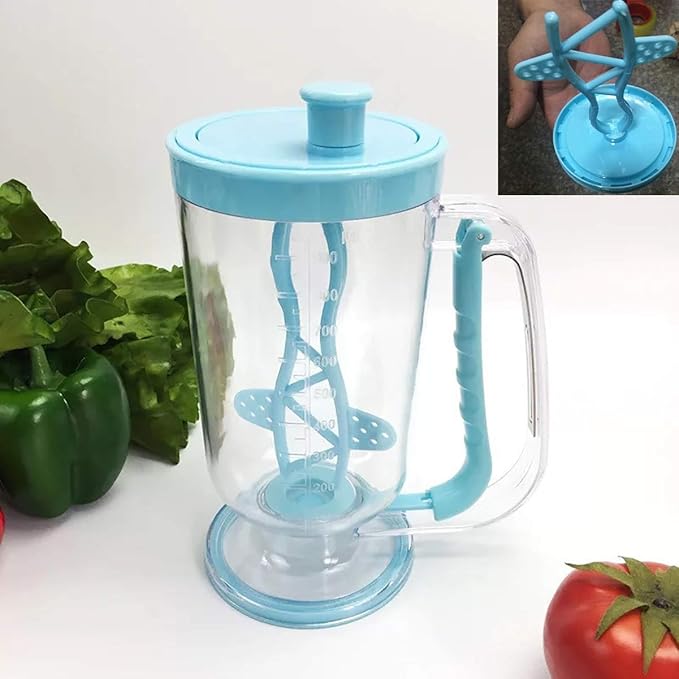 Pancake Batter Dispenser, 2 in 1 Batter Blend Mixer and Dispenser, Batters Dispensers Hand Blender Stirring Mixer Separator, Pancake Baking Cupcakes Waffle Muffin Mix Crepes Cake Maker with Measuring