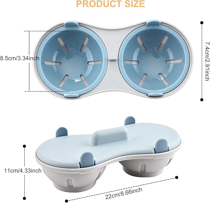 Egg Poacher Microwave Egg Cooker, 2 Cavity Edible Silicone Double Drain Poached Egg Cups, Microwave Egg Poacher Kitchen Cooking Gadgets